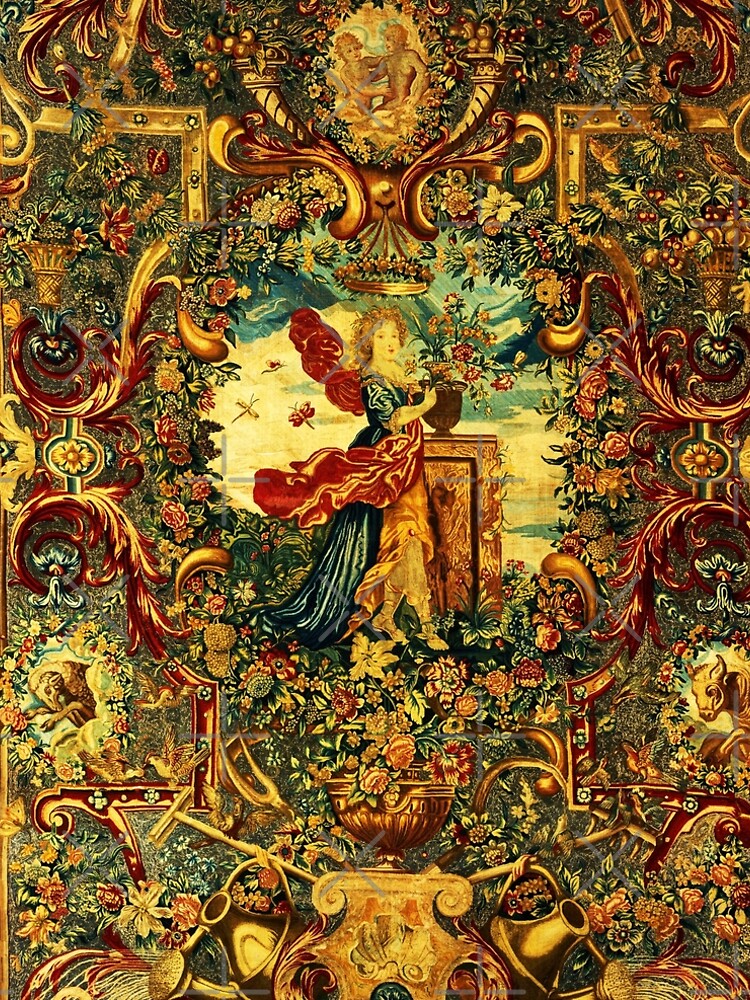 SEASONS AND ELEMENTS,SPRING AND FLORA, LOUIS XIV French Royal Embroidery  Tapestry Detail | A-Line Dress