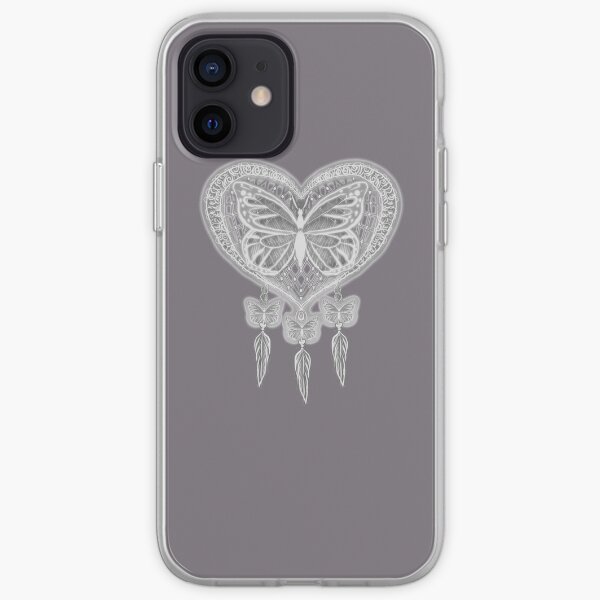 Taupe butterfly dreamcatcher design iPhone Soft Case