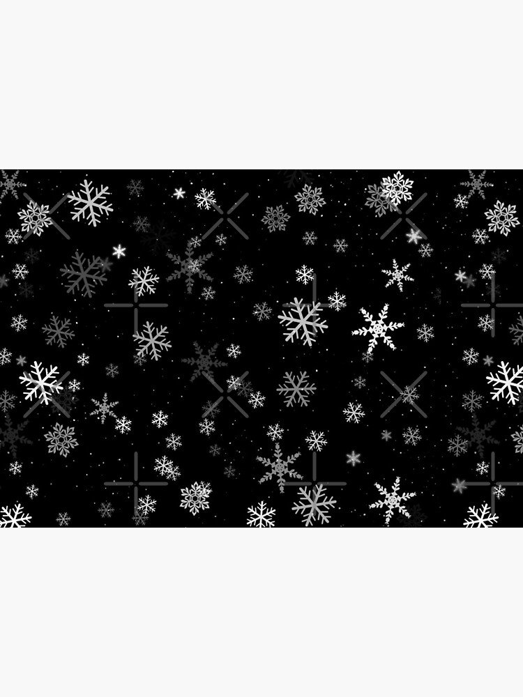 Artwork view, Black and White Snowflakes Winter Pattern designed and sold by OneLook