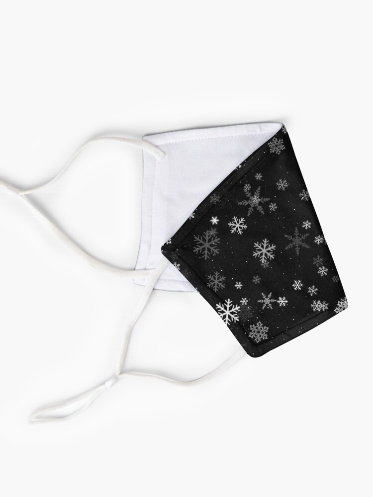 Alternate view of Black and White Snowflakes Winter Pattern Mask