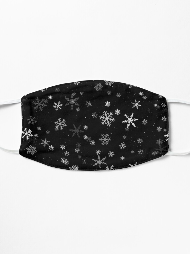 Mask, Black and White Snowflakes Winter Pattern designed and sold by OneLook