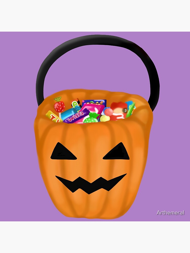 "Halloween Basket With Sweets Digital Art Drawing" Poster by Arthemeral
