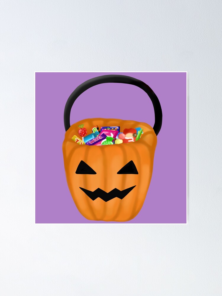 "Halloween Basket With Sweets Digital Art Drawing" Poster by Arthemeral