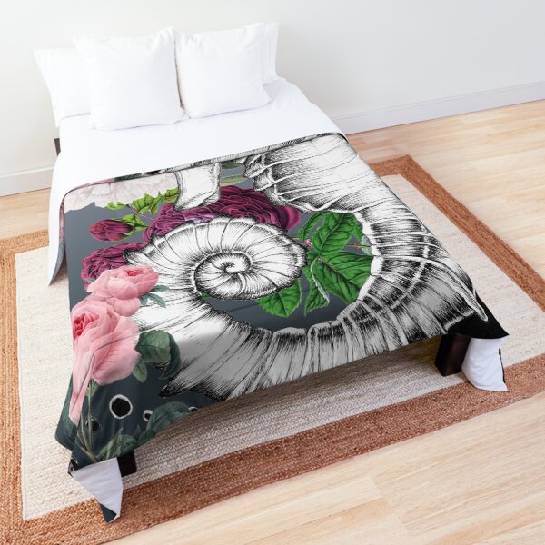 Seahorse Nautical Marine Grey Black Ink Comforter
