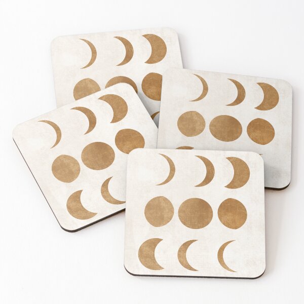 Artikelvorschau, Distressed Mustard Yellow - Lunar Moon Phases - Starry Night Sky - Minimalistic Simple - Art Illustration entworfen und verkauft von seaniekai.