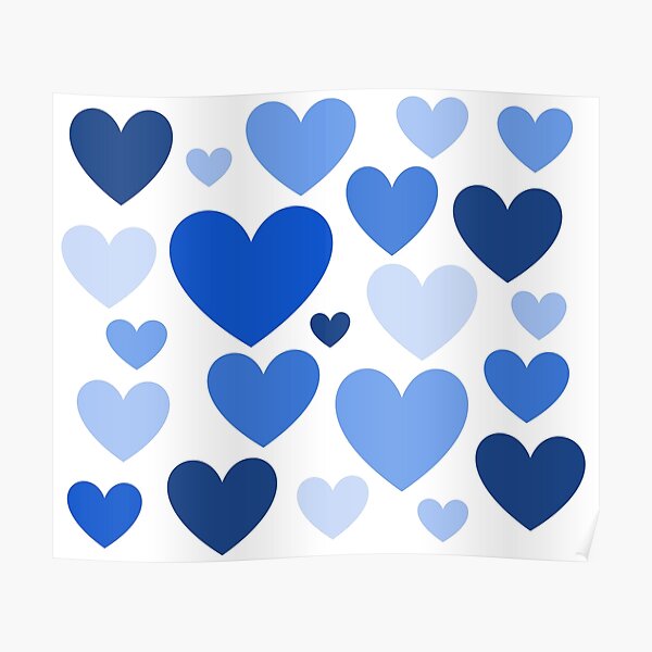 Cornflower Blue Hearts (Varied) Poster