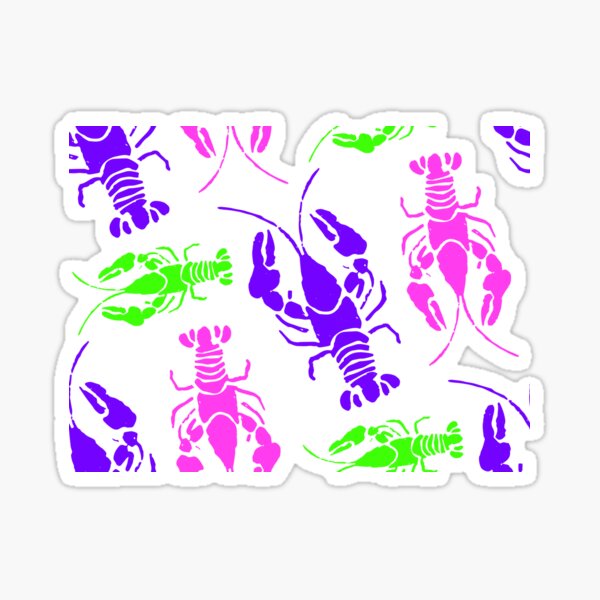 Copy of Purple Pink Green Lobster Bake Fun Retro Sticker