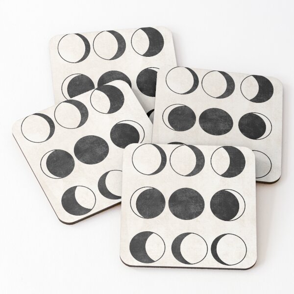 Artikelvorschau, Distressed Black and White - Lunar Moon Phases - Starry Night Sky - Minimalistic Simple - Art Illustration entworfen und verkauft von seaniekai.