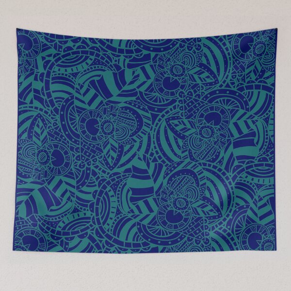 Item preview, Blue and green Boho style pattern designed and sold by EveTStore.