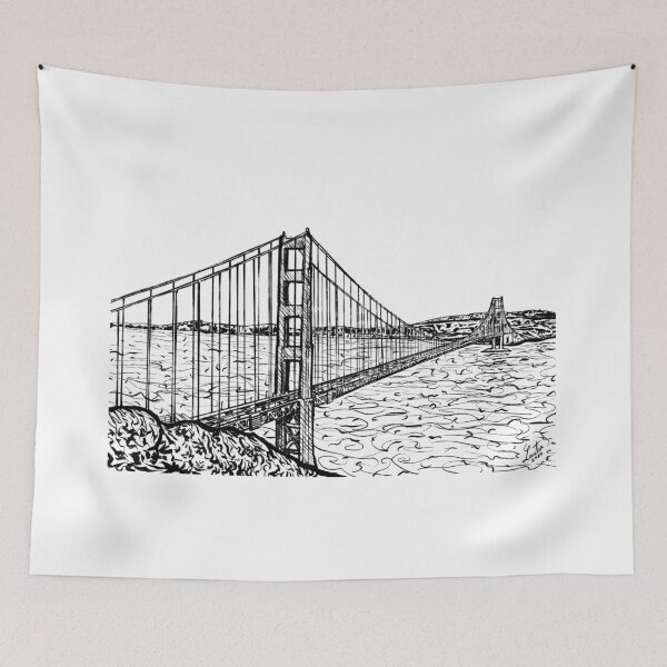 Item preview, GOLDEN GATE BRIDGE - ink painting.1 designed and sold by lautir.