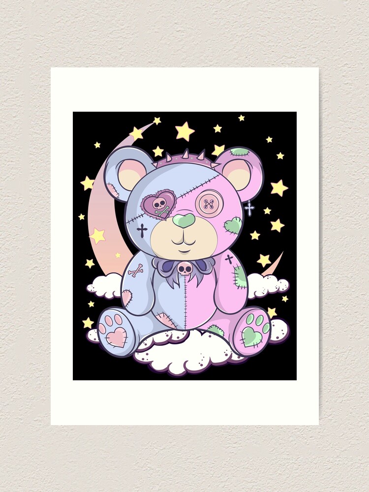 Pastel Goth Teddy Bear Japanese Anime Kawaii Menhera | Art Print