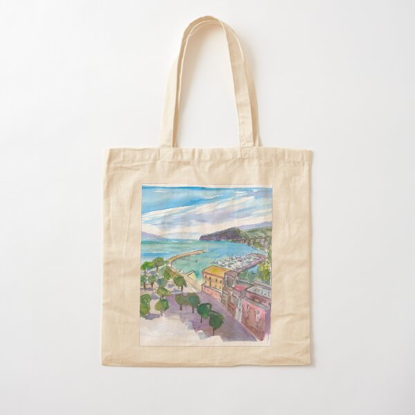 Sorrento with Harbour and View of Cliffs and Vesuviús Cotton Tote Bag