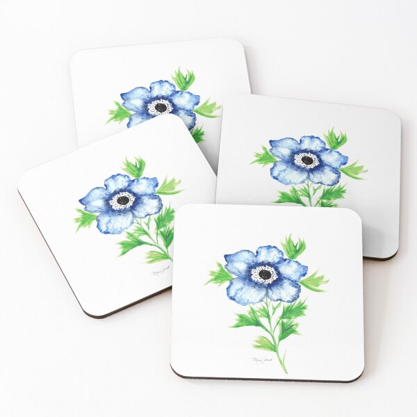 Artikelvorschau, Aquarell, Blaue Anemonenblume, Blaue Wildblume, Blaue Blume, Gartendruck, Gartenkunst, Blumen, Blumen, Wandkunst, Wanddekoration entworfen und verkauft von littrellart.