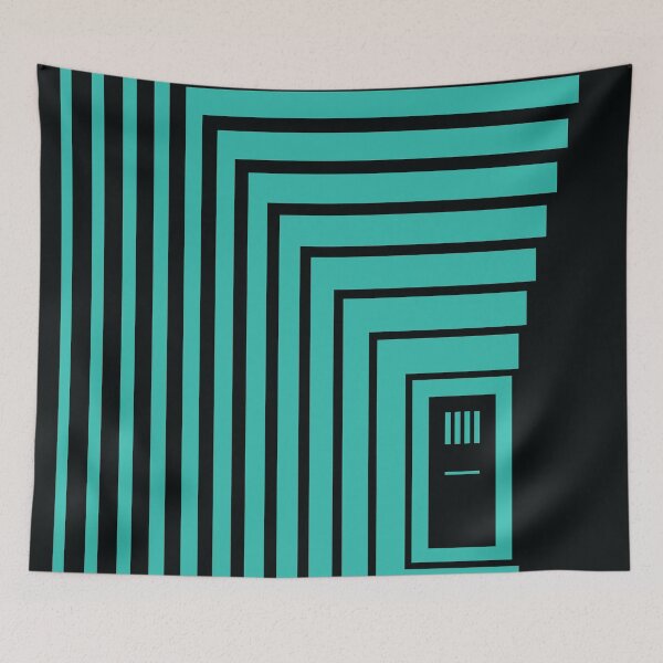 Item preview, Concentric Corridor and Door – Teal designed and sold by RoguePatterns.
