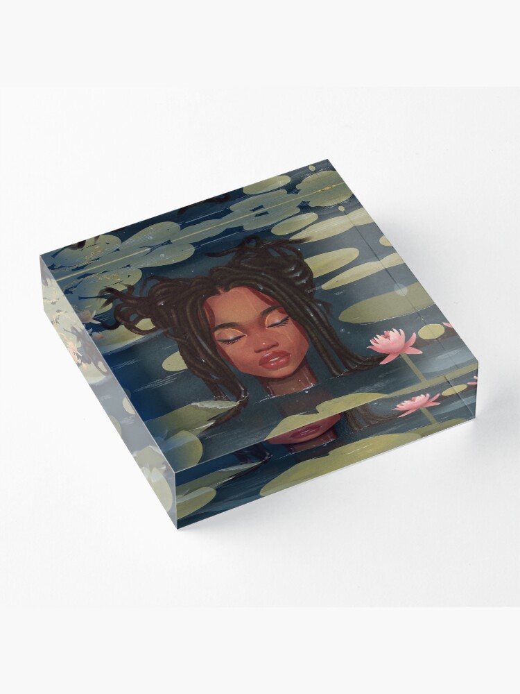 Alternate view of Immersed in nature. Portrait art illustration. Acrylic Block