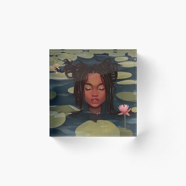 Immersed in nature. Portrait art illustration. Acrylic Block