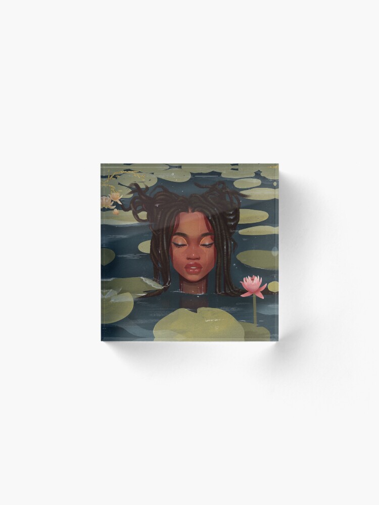 Alternate view of Immersed in nature. Portrait art illustration. Acrylic Block