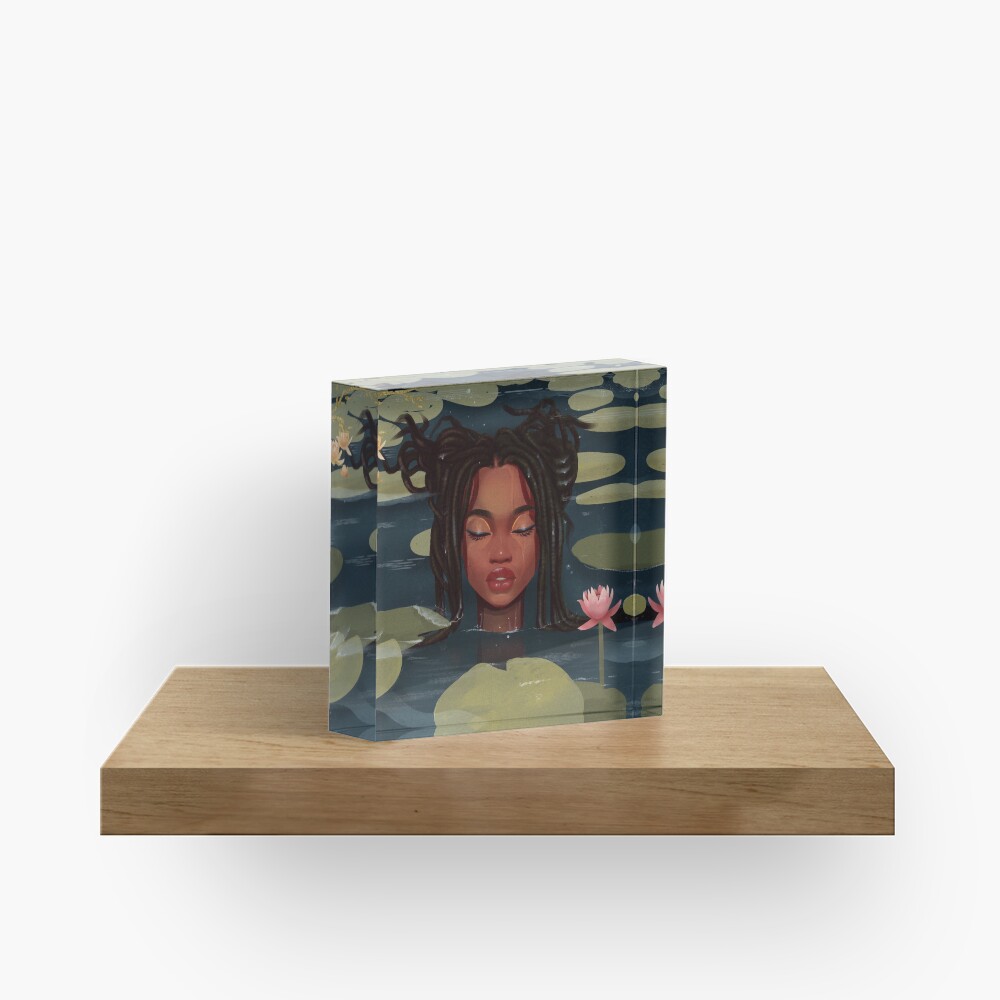 Immersed in nature. Portrait art illustration. Acrylic Block