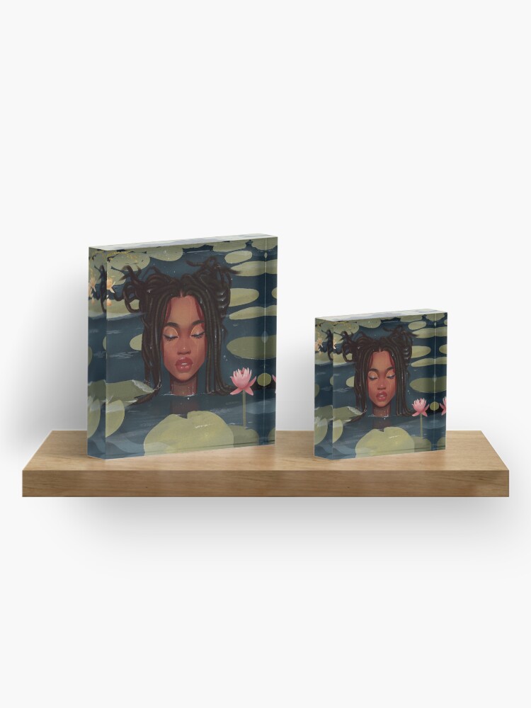 Alternate view of Immersed in nature. Portrait art illustration. Acrylic Block