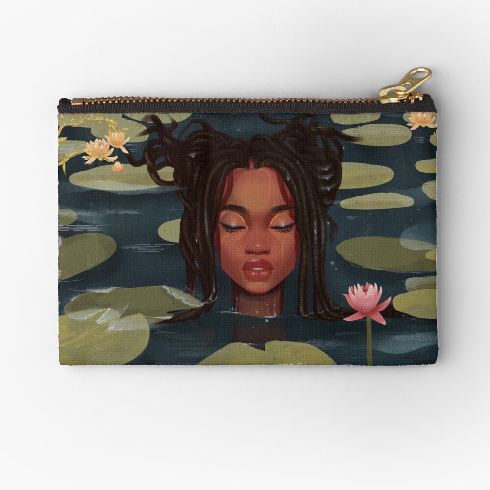 Immersed in nature. Portrait art illustration. Zipper Pouch