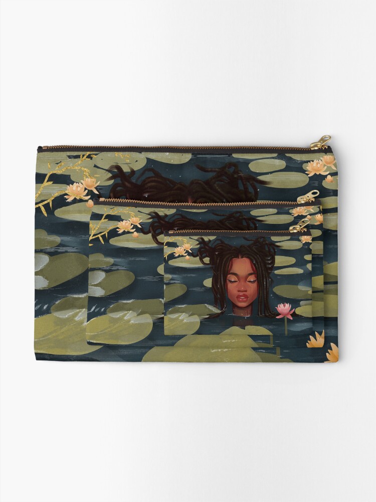 Alternate view of Immersed in nature. Portrait art illustration. Zipper Pouch