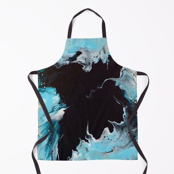 Item preview, Black, Light Blue and Silver Abstract Ice Cave Fluid Art Painting designed and sold by CrystalCoast.