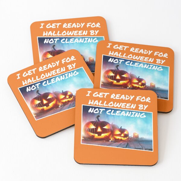 Item preview, Ready for Halloween Cleaning Humor with Frightening Scary Pumpkins designed and sold by SavvyCleaner.