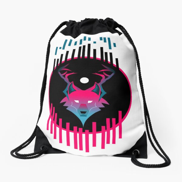 Neon Wolf Drawstring Bag