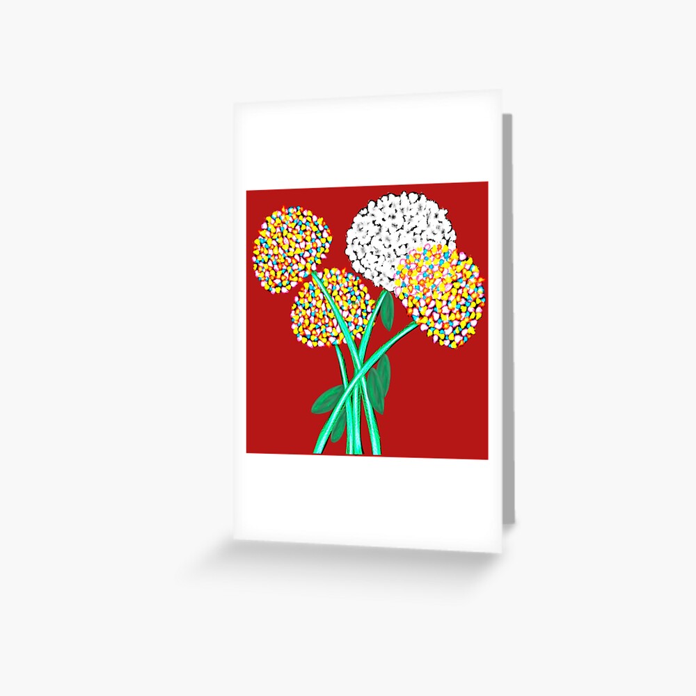 Pom Pom Flowered Bouquet Greeting Card
