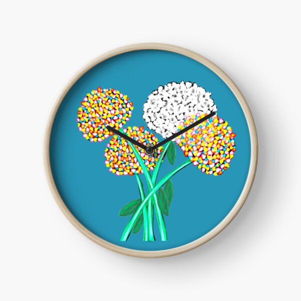 Pom Pom Flowered Bouquet Clock