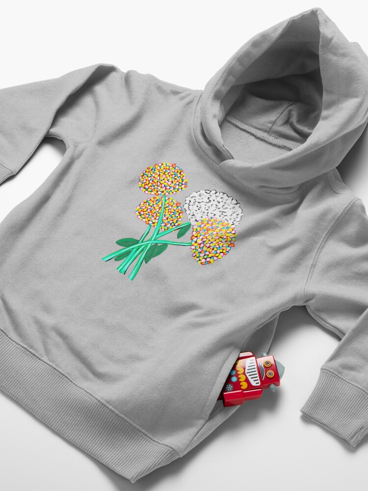 Thumbnail 4 of 5, Toddler Pullover Hoodie, Pom Pom Flowered Bouquet designed and sold by HappigalArt.