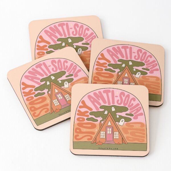 Spooky Anti-Social Club Coasters (Set of 4)