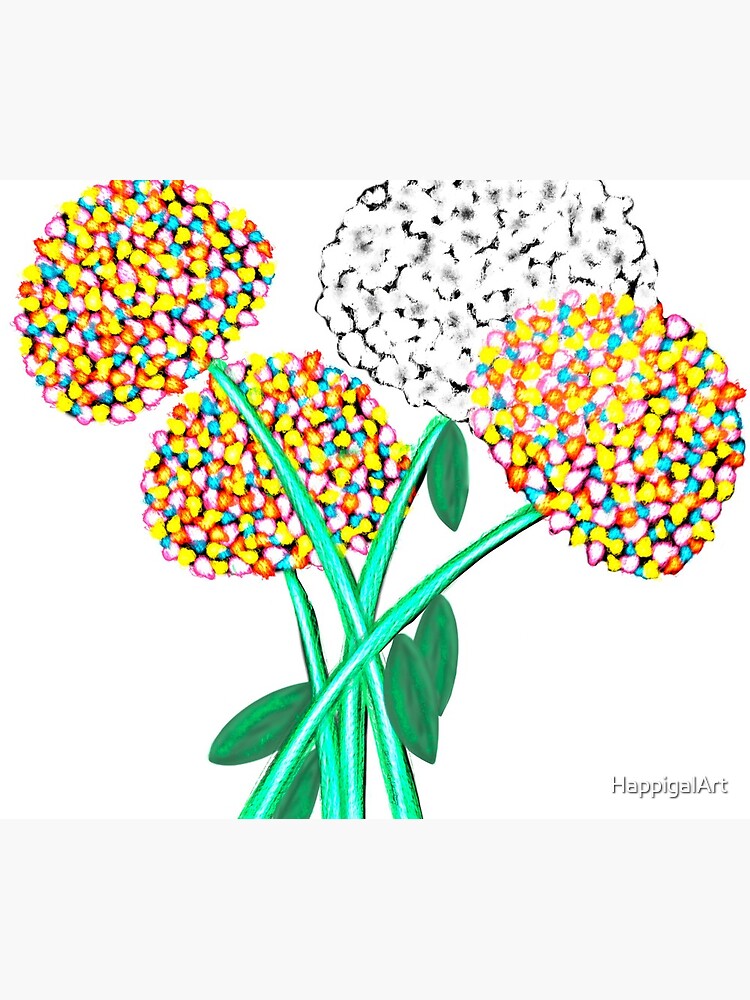 Pom Pom Flowered Bouquet by HappigalArt