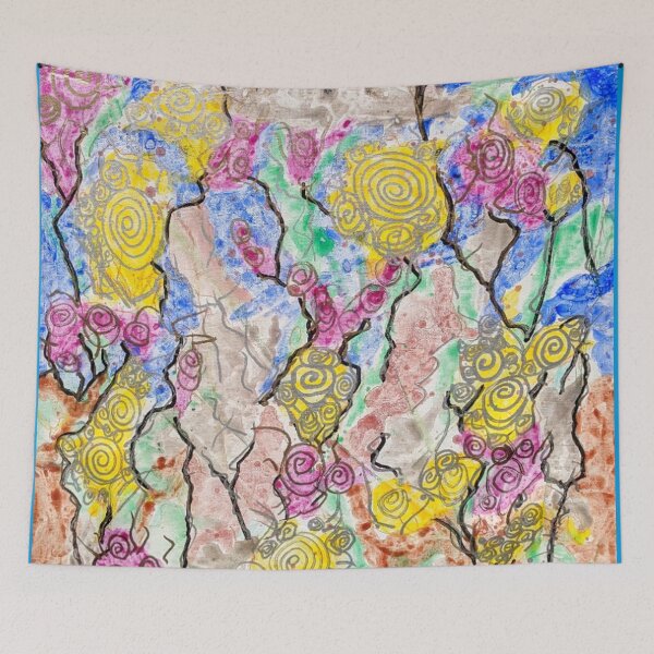 Item preview, Pastel Garden Batik Acrylic Painting designed and sold by Oak Mountain.