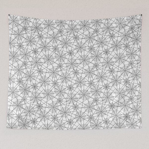Item preview, Spooky Dark Black 3D Halloween Cobweb Pattern on Ghost White designed and sold by Creepyhollow.