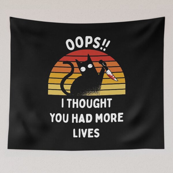 Item preview, Funny Killer Cat Oops! I Thought You Had More Lives Sunset designed and sold by CoolSilhouettes.