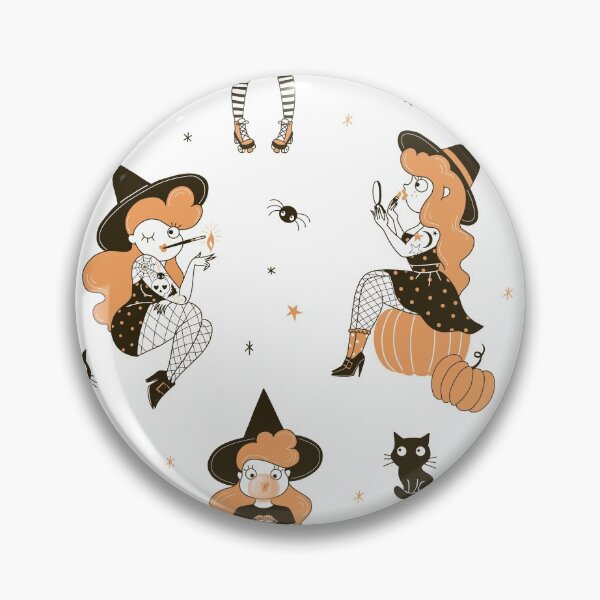Item preview, Trendy Naughty Cartoon Urban Girl Witch Pattern on Ghost White designed and sold by Creepyhollow.