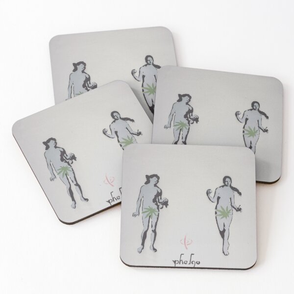 Item preview, Adam and Eve with cannabis leaves - graffiti designed and sold by SunnyPortugal.