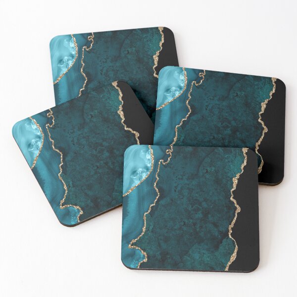 Item preview, Watercolor Agate in Teal Green and Turquoise with Glitter Veins designed and sold by PixDezines.