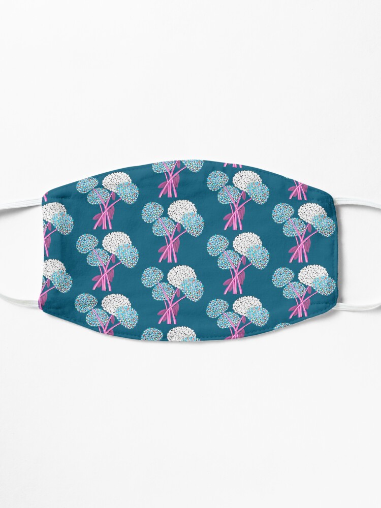 Alternate view of Pom Pom Flowered Bouquet Blue Mask