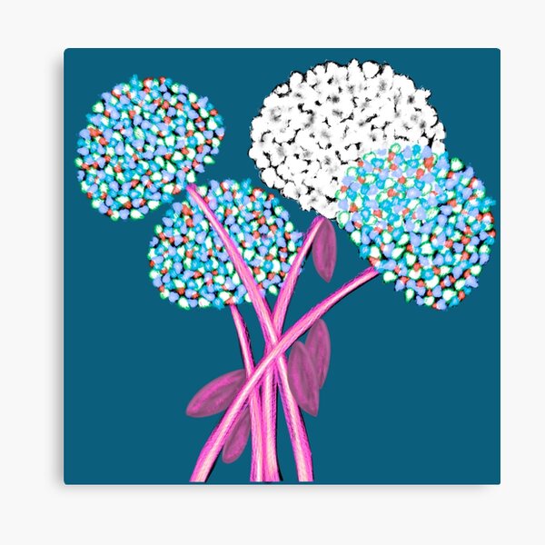 Pom Pom Flowered Bouquet Blue Canvas Print