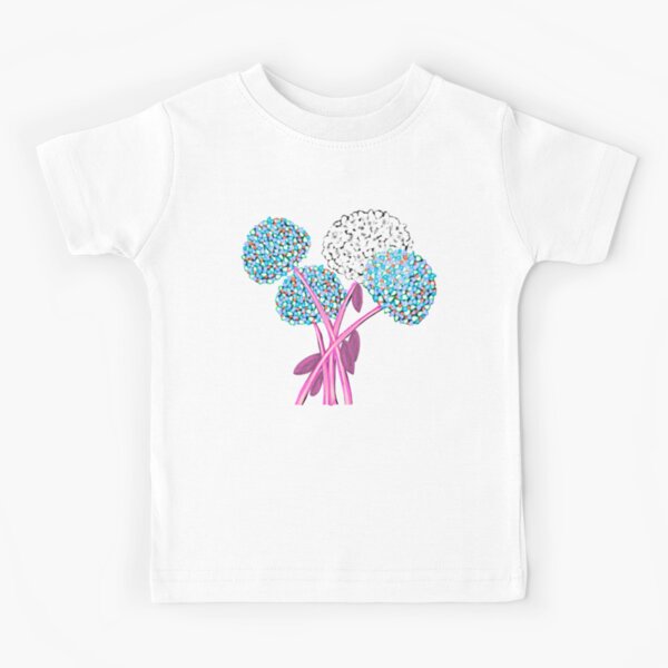 Pom Pom Flowered Bouquet Blue Kids T-Shirt