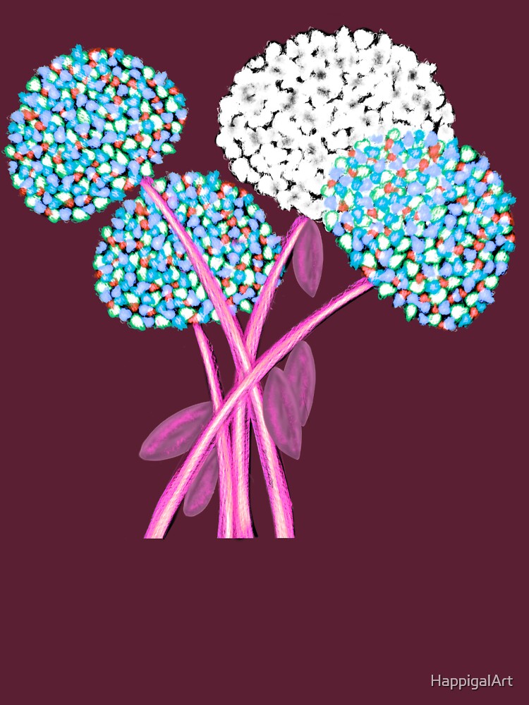 Thumbnail 7 of 7, Classic T-Shirt, Pom Pom Flowered Bouquet Blue designed and sold by HappigalArt.