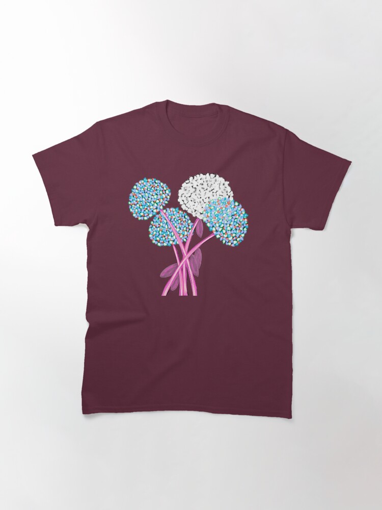 Thumbnail 2 of 7, Classic T-Shirt, Pom Pom Flowered Bouquet Blue designed and sold by HappigalArt.