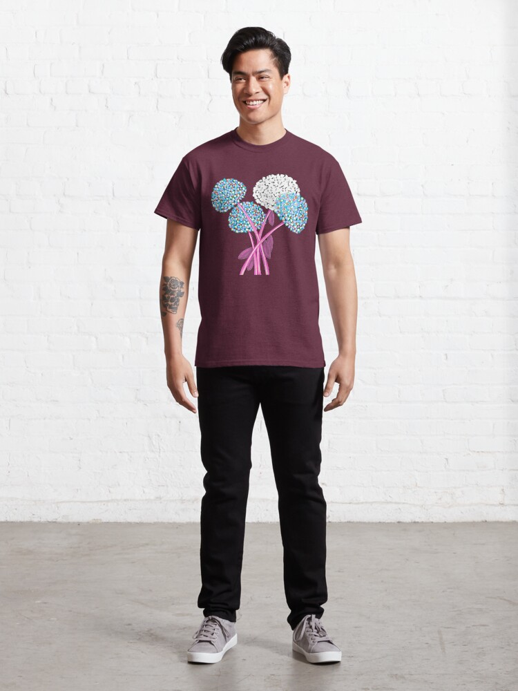 Thumbnail 3 of 7, Classic T-Shirt, Pom Pom Flowered Bouquet Blue designed and sold by HappigalArt.