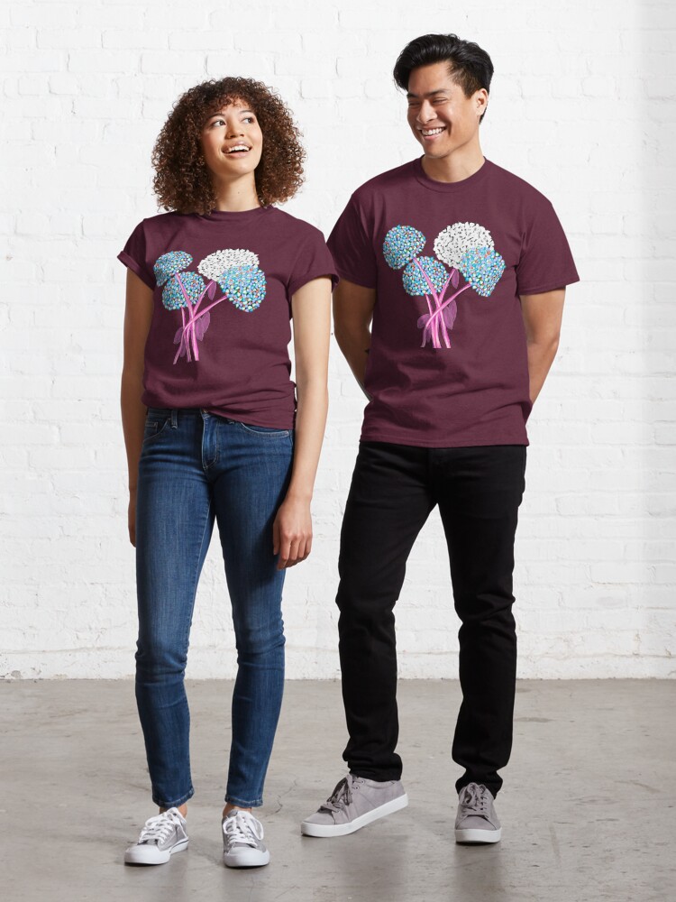 Thumbnail 1 of 7, Classic T-Shirt, Pom Pom Flowered Bouquet Blue designed and sold by HappigalArt.