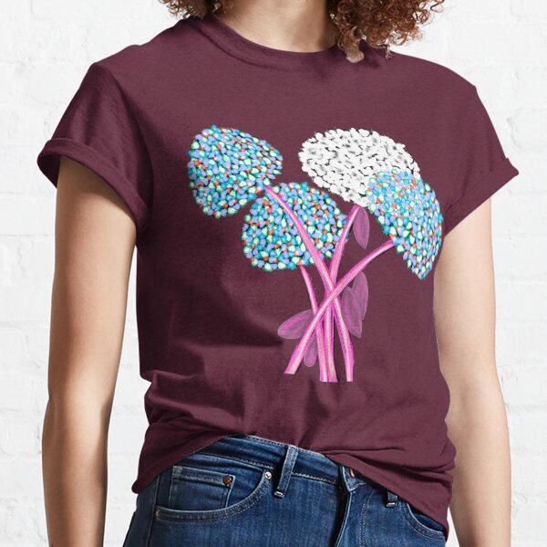 Pom Pom Flowered Bouquet Blue Classic T-Shirt