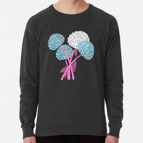 Pom Pom Flowered Bouquet Blue Lightweight Sweatshirt