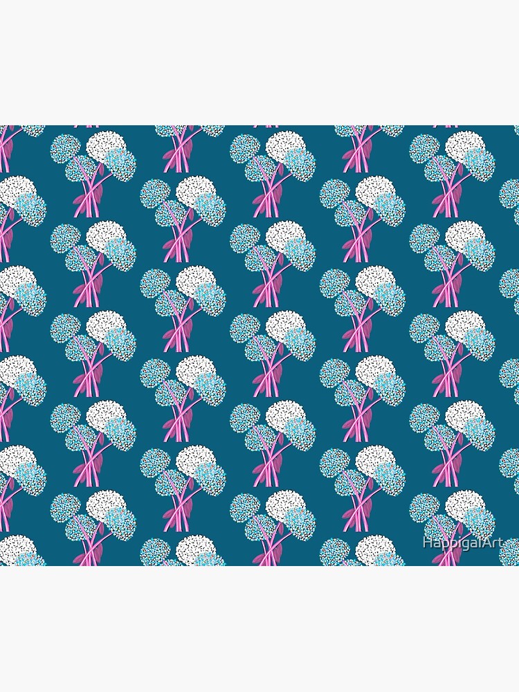 Pom Pom Flowered Bouquet Blue by HappigalArt