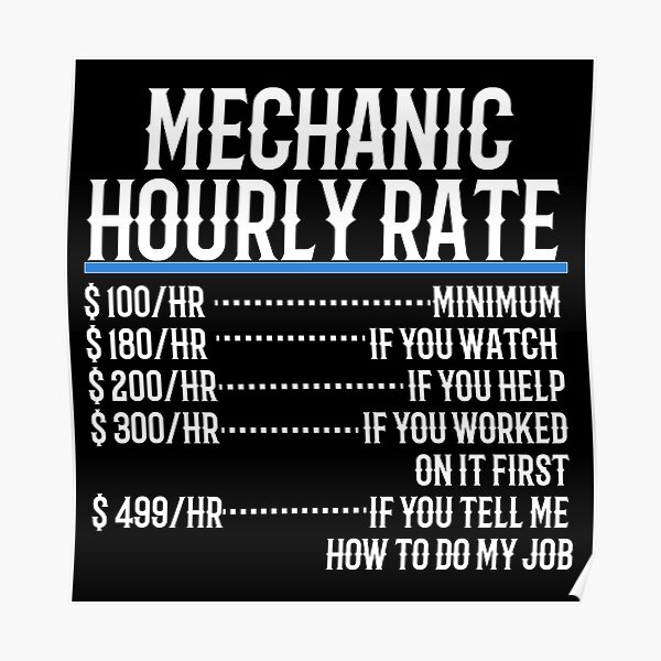 Mechanic Hourly Rate Posters Redbubble